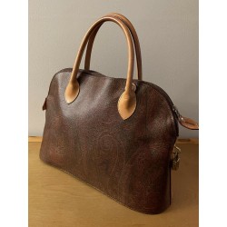 Etro Milano Italy Paisley Canvas Vintage Domed Alma Satchel Shoulder Bag