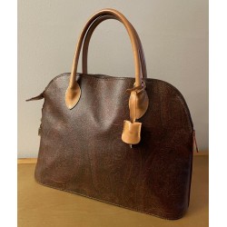 Etro Milano Italy Paisley Canvas Vintage Domed Alma Satchel Shoulder Bag