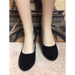 THE 9 DU BLACK VELVET ROUND TOE CHUNKY HIGH HEEL SHOES EU 39 SZ 8.5