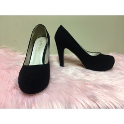 THE 9 DU BLACK VELVET ROUND TOE CHUNKY HIGH HEEL SHOES EU 39 SZ 8.5