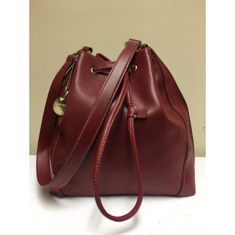 NINE WEST RED WINE FAUX LEATHER DRAWSTRING SHOULDER BAG GOOD