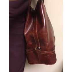 La Philipe Italian Leather Burgundy Bucket Bag
