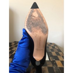 LUCIANO PADOVAN Black Gold Patent Leather Pointed Toe EU 37 US 6 Heels