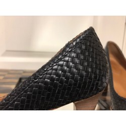 CC CORSO COMO Woven Leather Black Brazil High Heel Shoes SZ 6.5