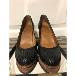CC CORSO COMO Woven Leather Black Brazil High Heel Shoes SZ 6.5