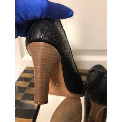 CC CORSO COMO Woven Leather Black Brazil High Heel Shoes SZ 6.5