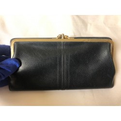 NINA RICCI Black Vintage Leather PARIS France Coin Purse Long Wallet