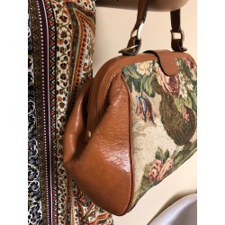 Paola Del Lungo Italian Leather Brown VINTAGE TAPESTRY Doctor Satchel