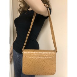 Lederer De Paris Vintage Ostrich Accordion Crossbody 1960's Shoulder Handbag