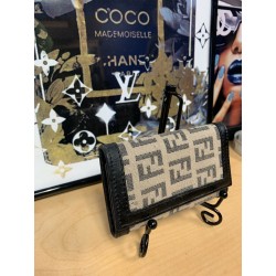 Fendi Zucca Canvas Pattern Black Leather Key Case Chain Holder